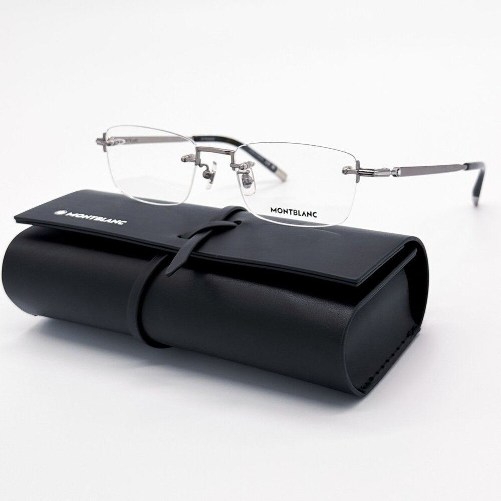 NEW MONTBLANC EYEGLASSES MB0132O 002 RUTHENIUM MEN EYEWEAR MONTBLANC